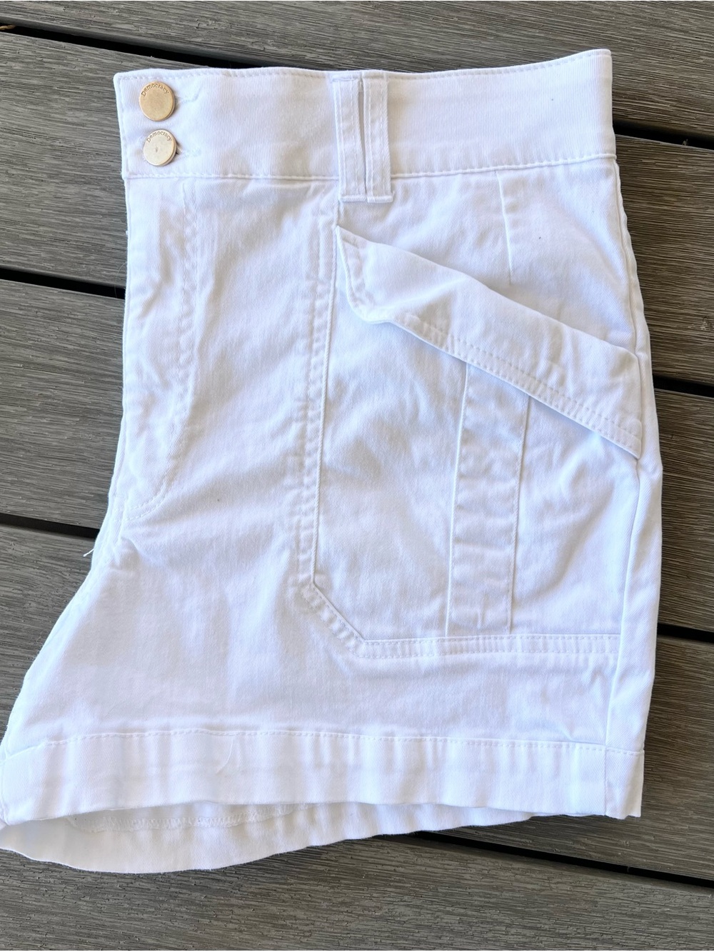 Democracy “Ab”solution White Utility Shorts 14P Petite High Rise Double Button